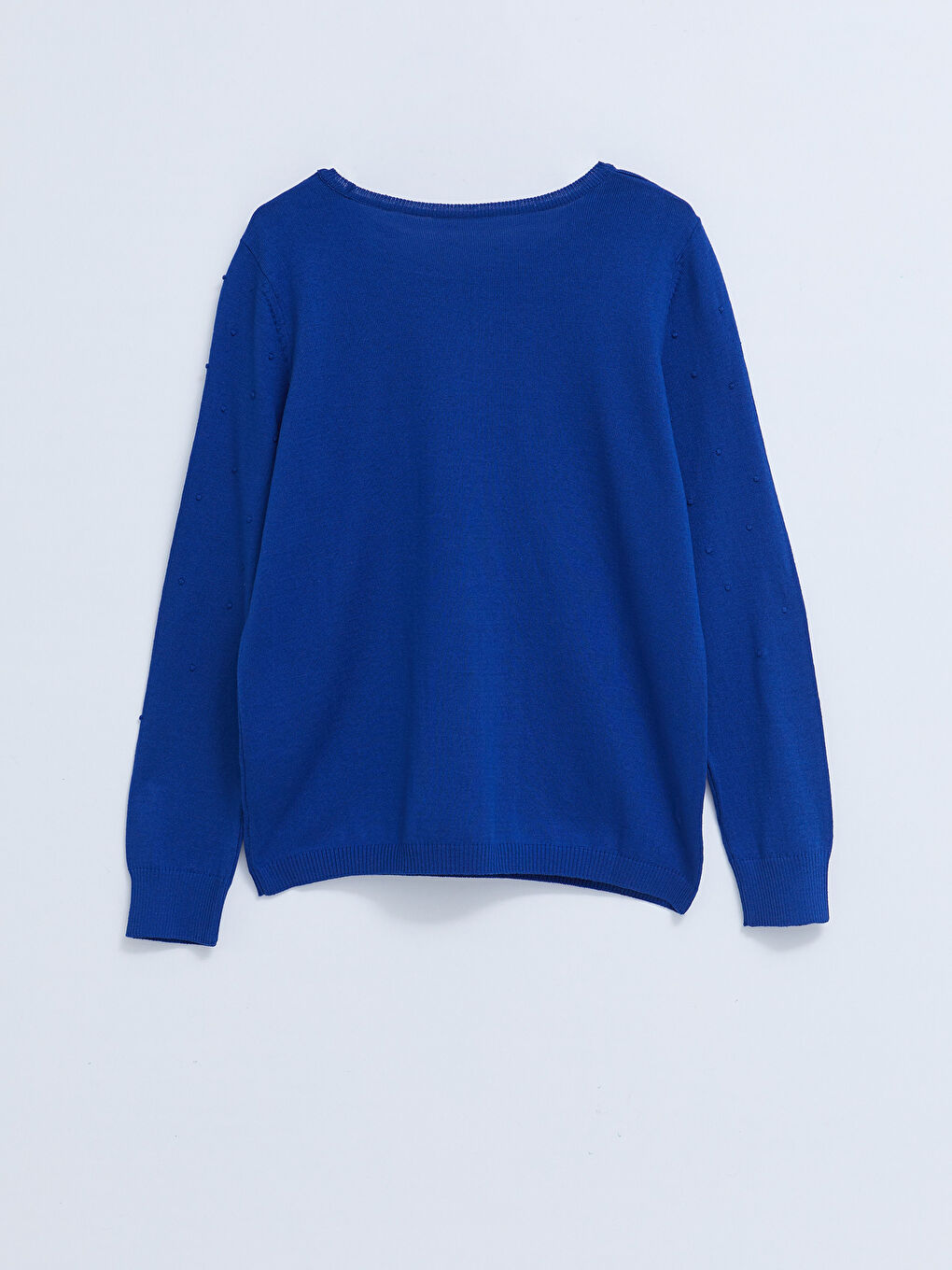 سترة تريكو بياقة دائرية بنقشة ذاتية وكم طويل للسيدات-6