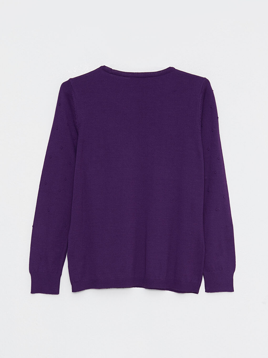 әйелдерге арналған дөңгелек жағалы өрнекті ұзын жең трикотаж жемпір-6