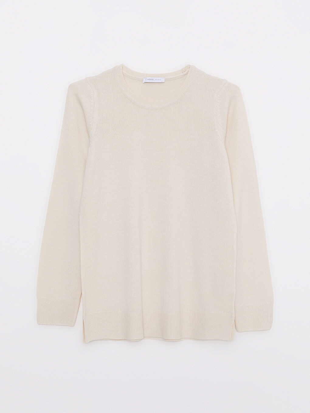 Gri Bisiklet Yaka Düz Uzun Kollu Kadın Kazak-5