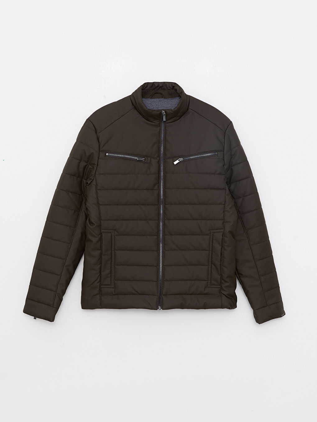 Palton pentru Bărbați Slim Fit cu Guler Tip Pâlnie din Piele Ecologică-5