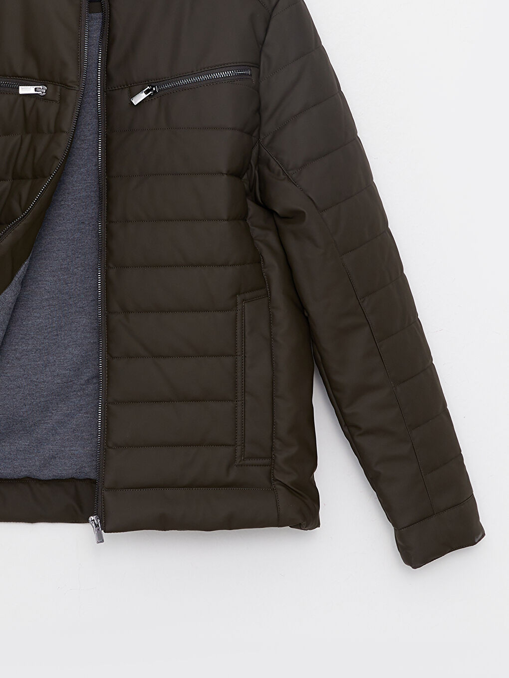 Palton pentru Bărbați Slim Fit cu Guler Tip Pâlnie din Piele Ecologică-7