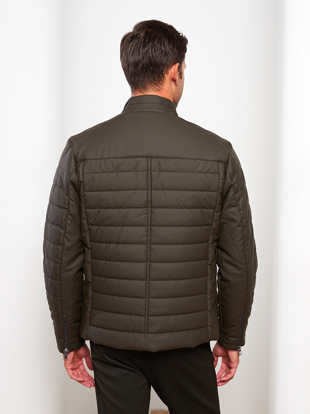 Palton pentru Bărbați Slim Fit cu Guler Tip Pâlnie din Piele Ecologică-4