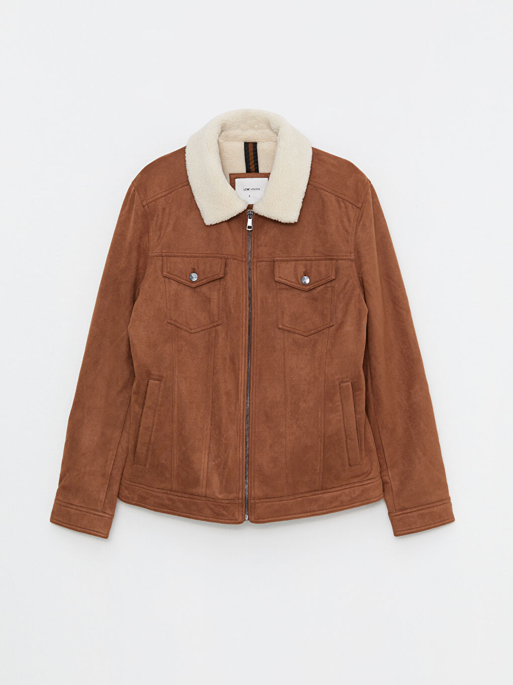 بالطو جلد شمواه بياقة قميص عادي للرجال-6