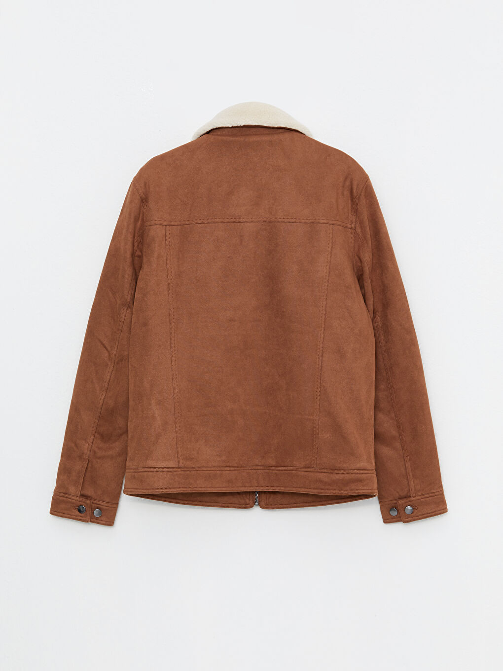 بالطو جلد شمواه بياقة قميص عادي للرجال-7