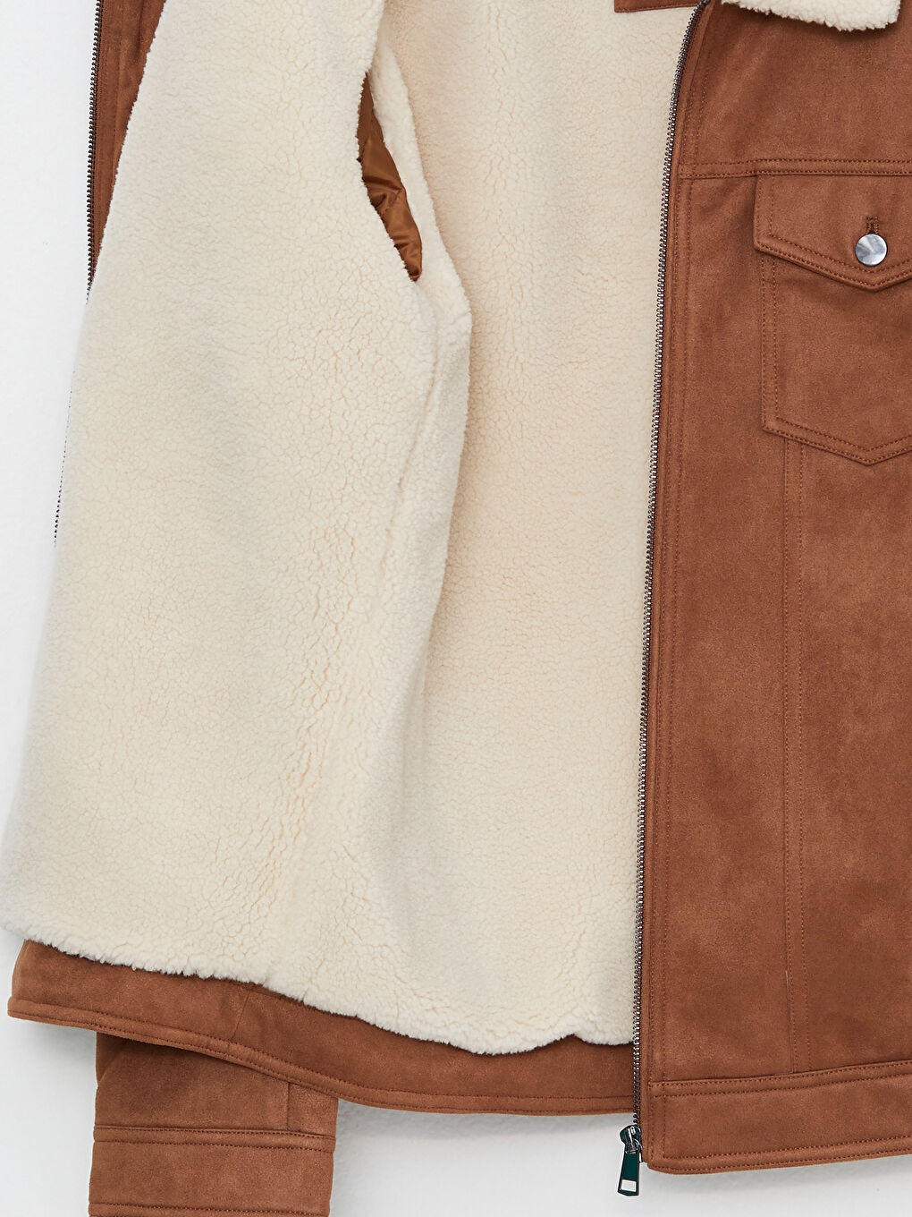 بالطو جلد شمواه بياقة قميص عادي للرجال-8