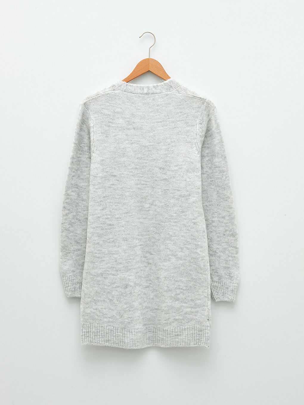 Gri Şal Yaka Düz Cep Detaylı Kadın Triko Hırka-6