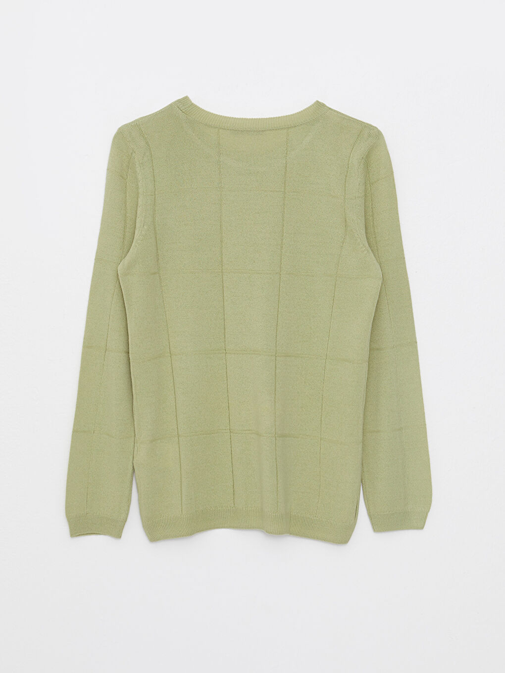 Crew Neck Self Patterned Long Sleeve Women's Knitwear Sweater-6