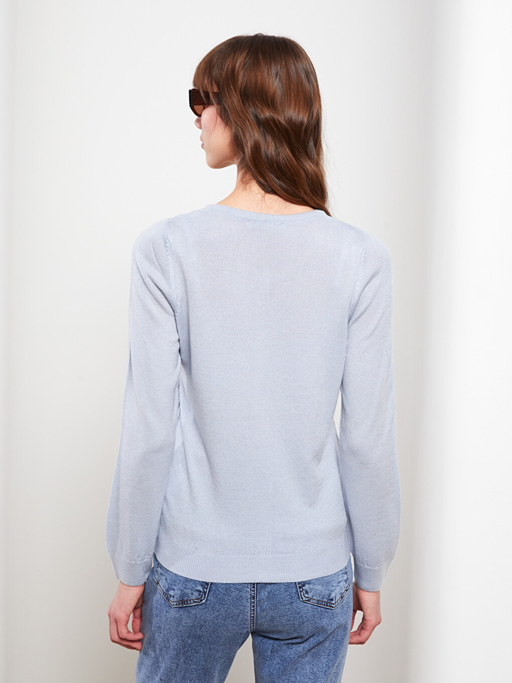 Crew Neck Self-patterned Women's Knitwear Cardigan-3