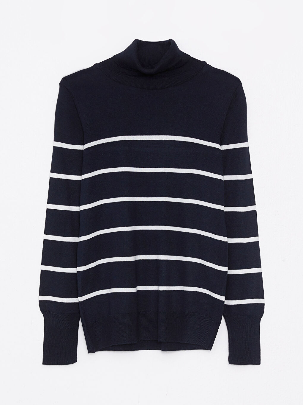 Поло раиран пуловер с дълъг ръкав за жени от трико-4