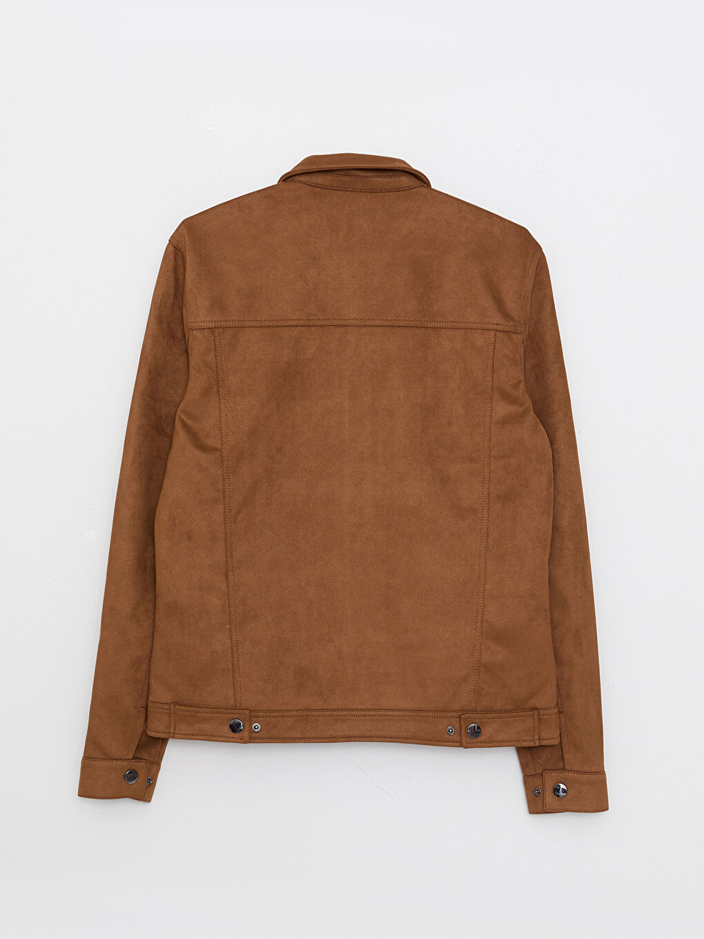 Bej Slim Fit Gömlek Yaka Erkek Süet Mont-8