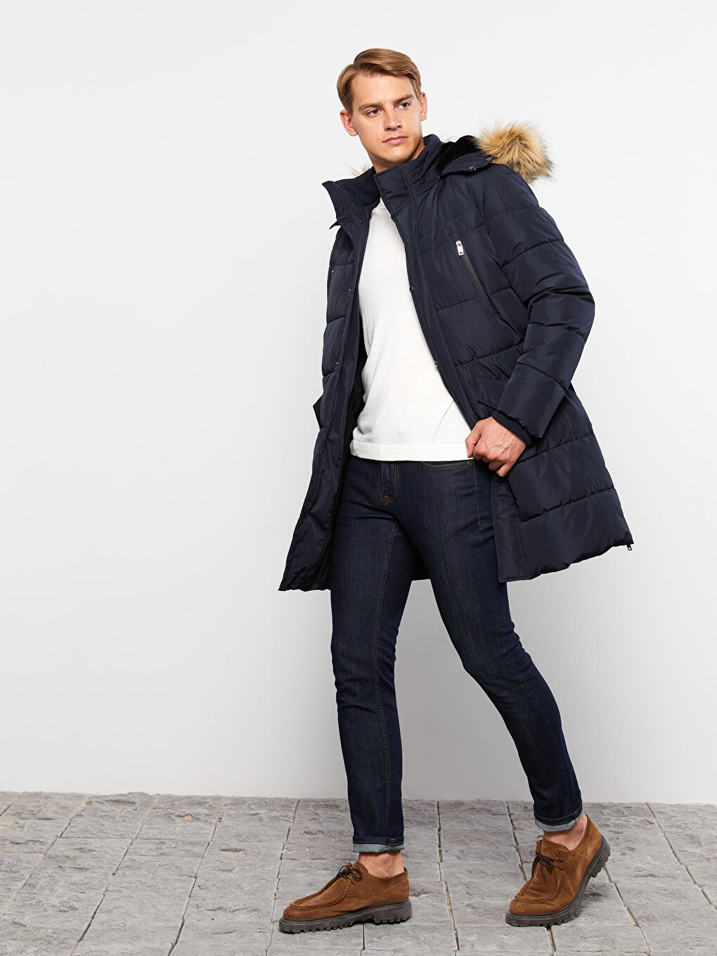 Regular Fit Steppmantel für Herren mit Kapuze