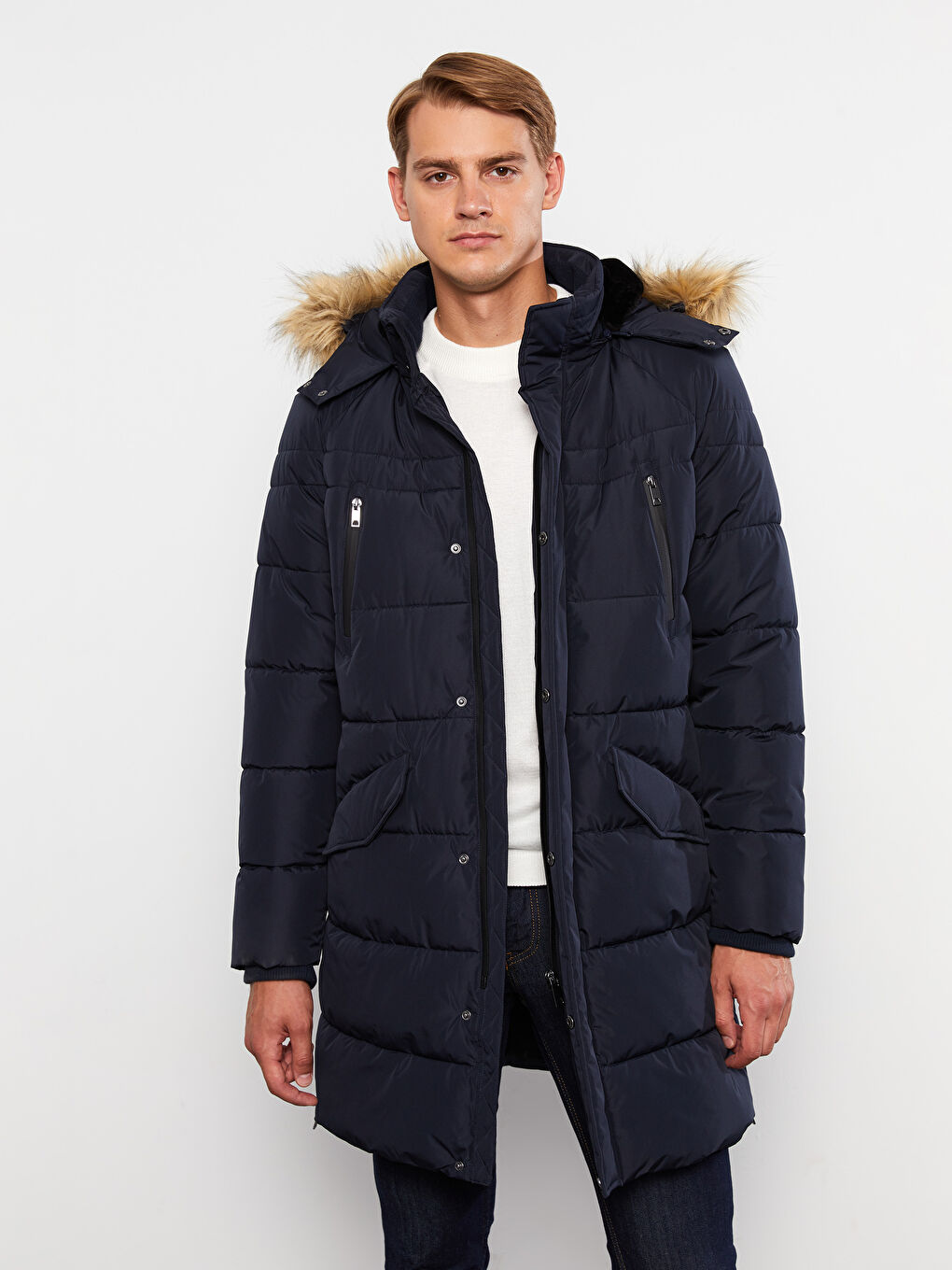 Regular Fit Steppmantel für Herren mit Kapuze-2