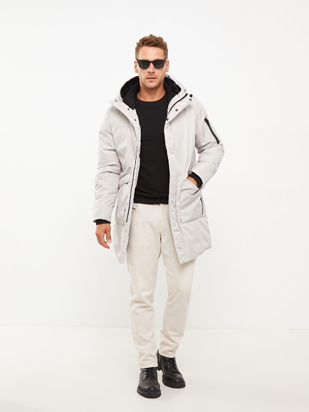 Regular Fit Hooded Men's Parka-3