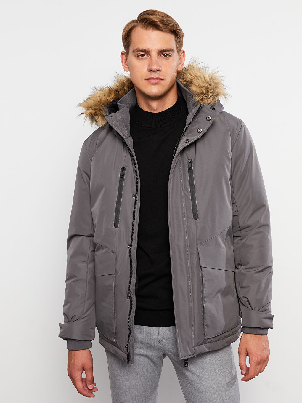 Standard Fit Hooded Men's Coat-1
