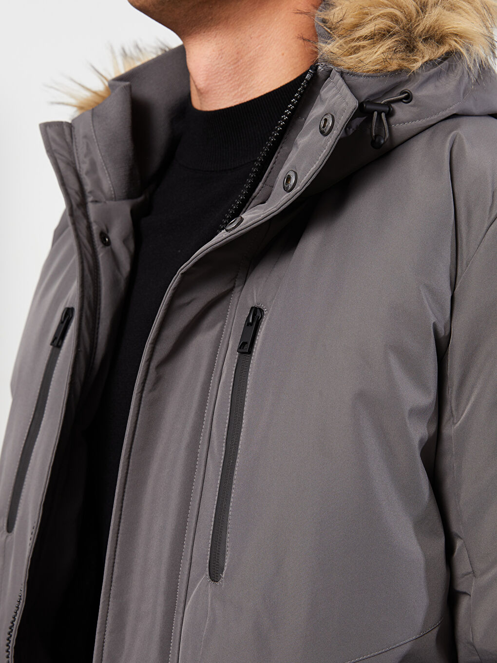 Standard Fit Hooded Men's Coat-3
