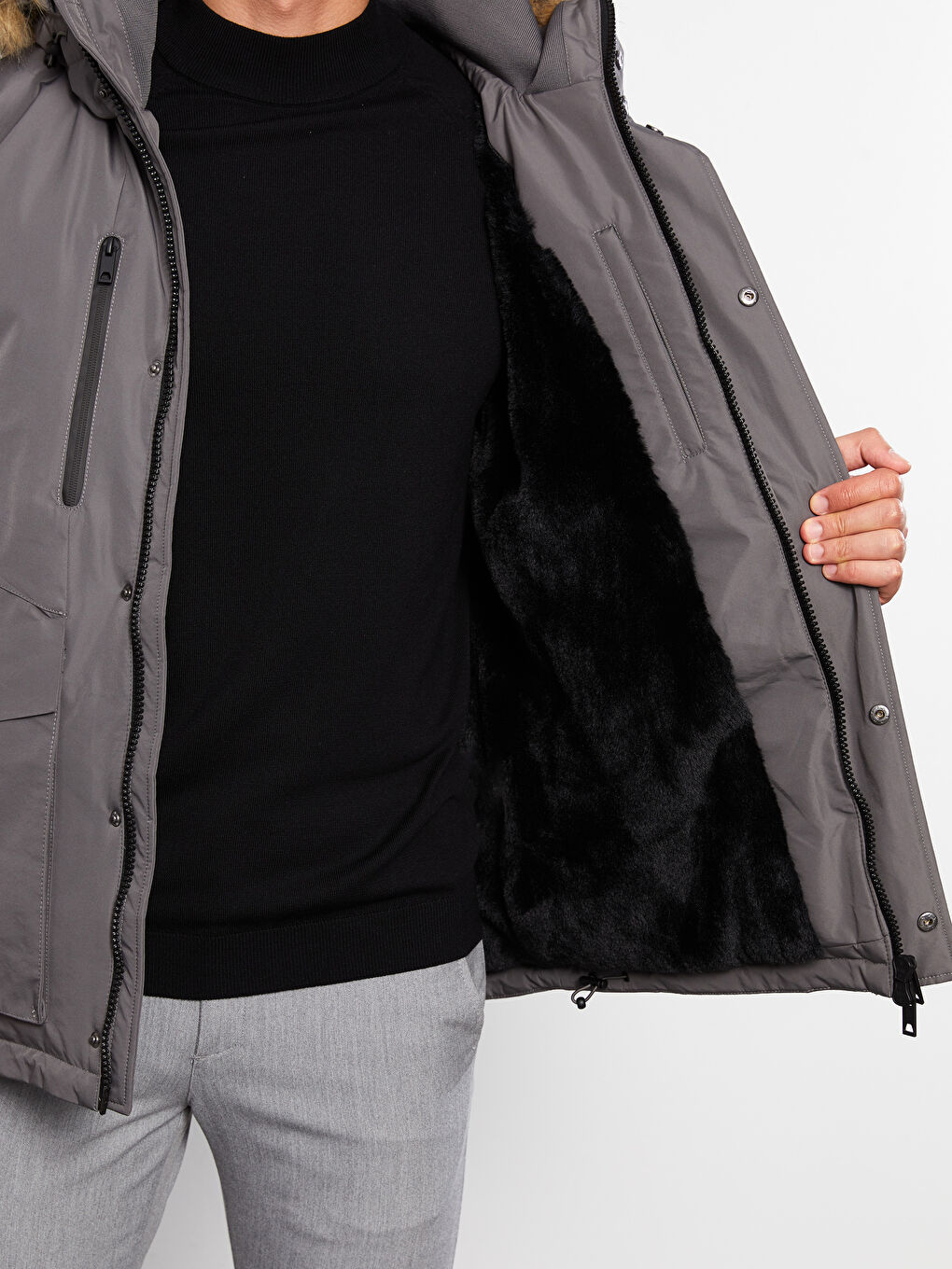 Standard Fit Hooded Men's Coat-4