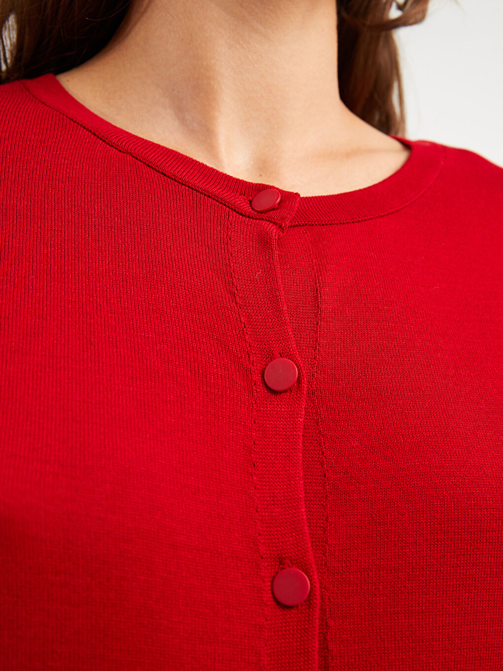 Crew Neck Plain Long Sleeve Women's Knitwear Cardigan-4