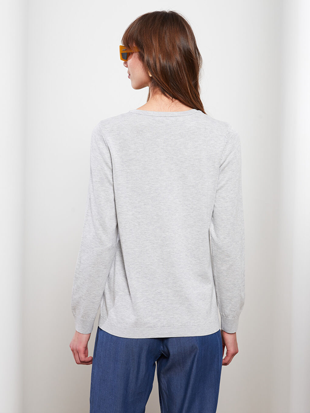 Crew Neck Plain Long Sleeve Women's Knitwear Cardigan-6
