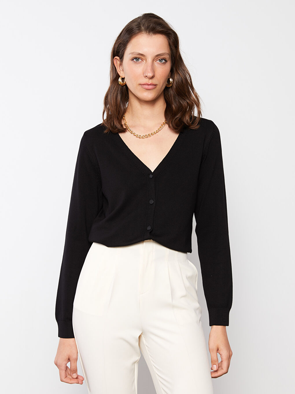 V Neck Women's Knitwear Cardigan-1