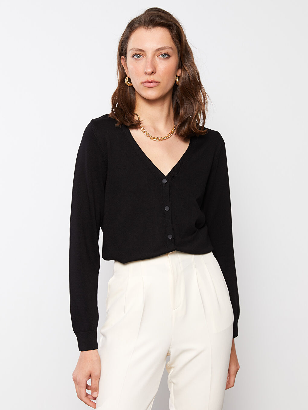 V Neck Women's Knitwear Cardigan-2