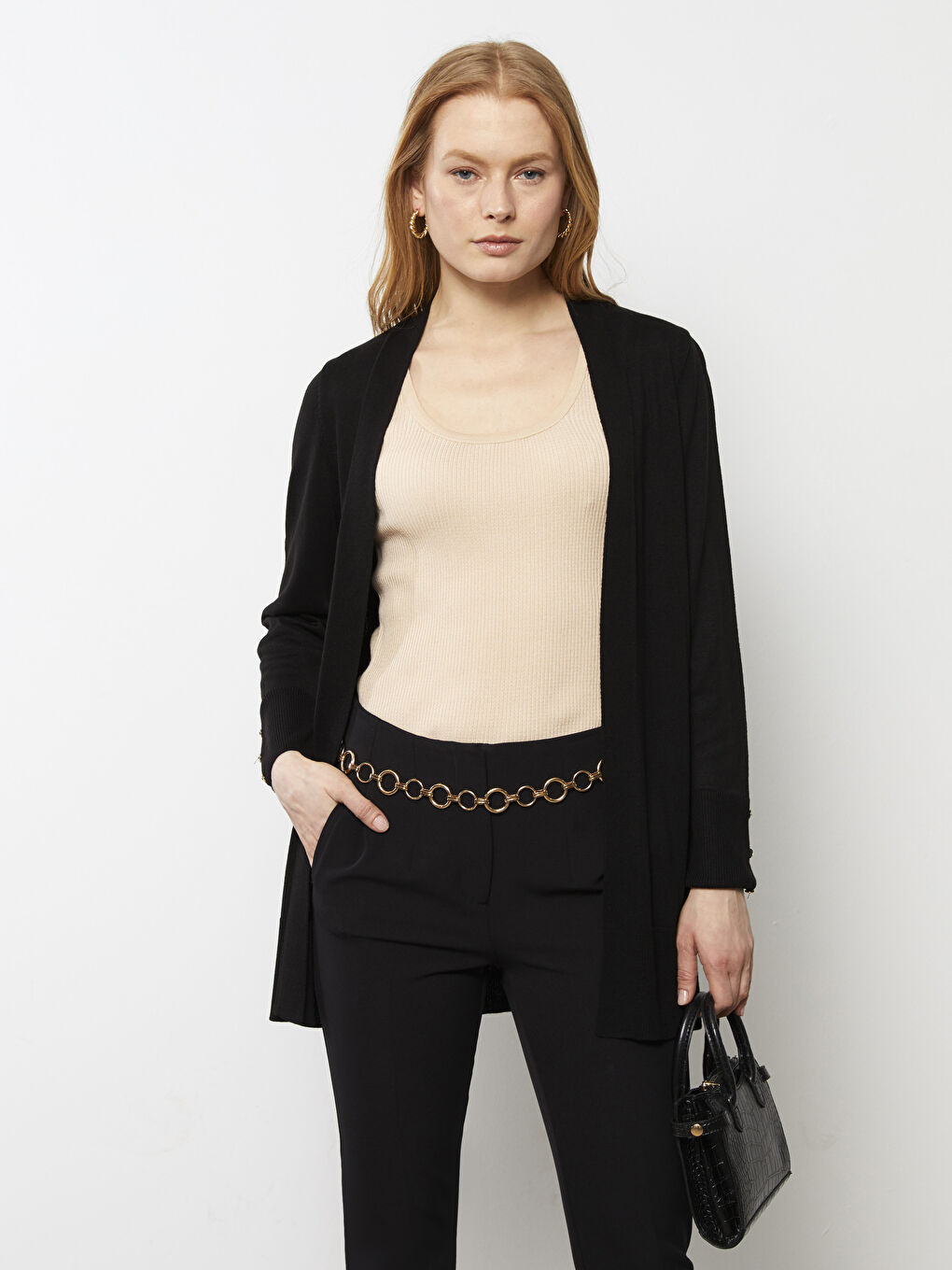 Shawl Collar Plain Long Sleeve Women's Knitwear Cardigan