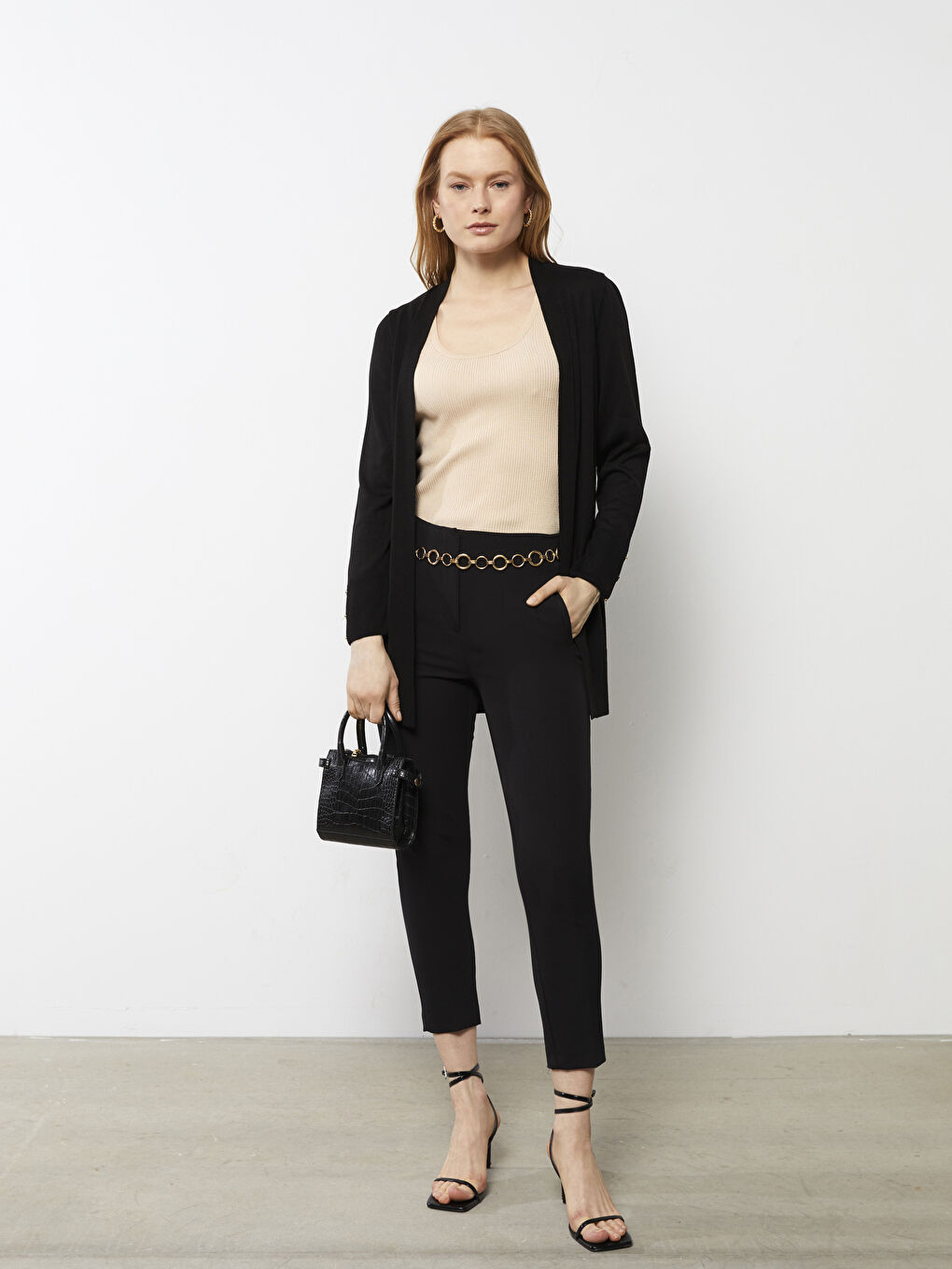 Shawl Collar Plain Long Sleeve Women's Knitwear Cardigan-1