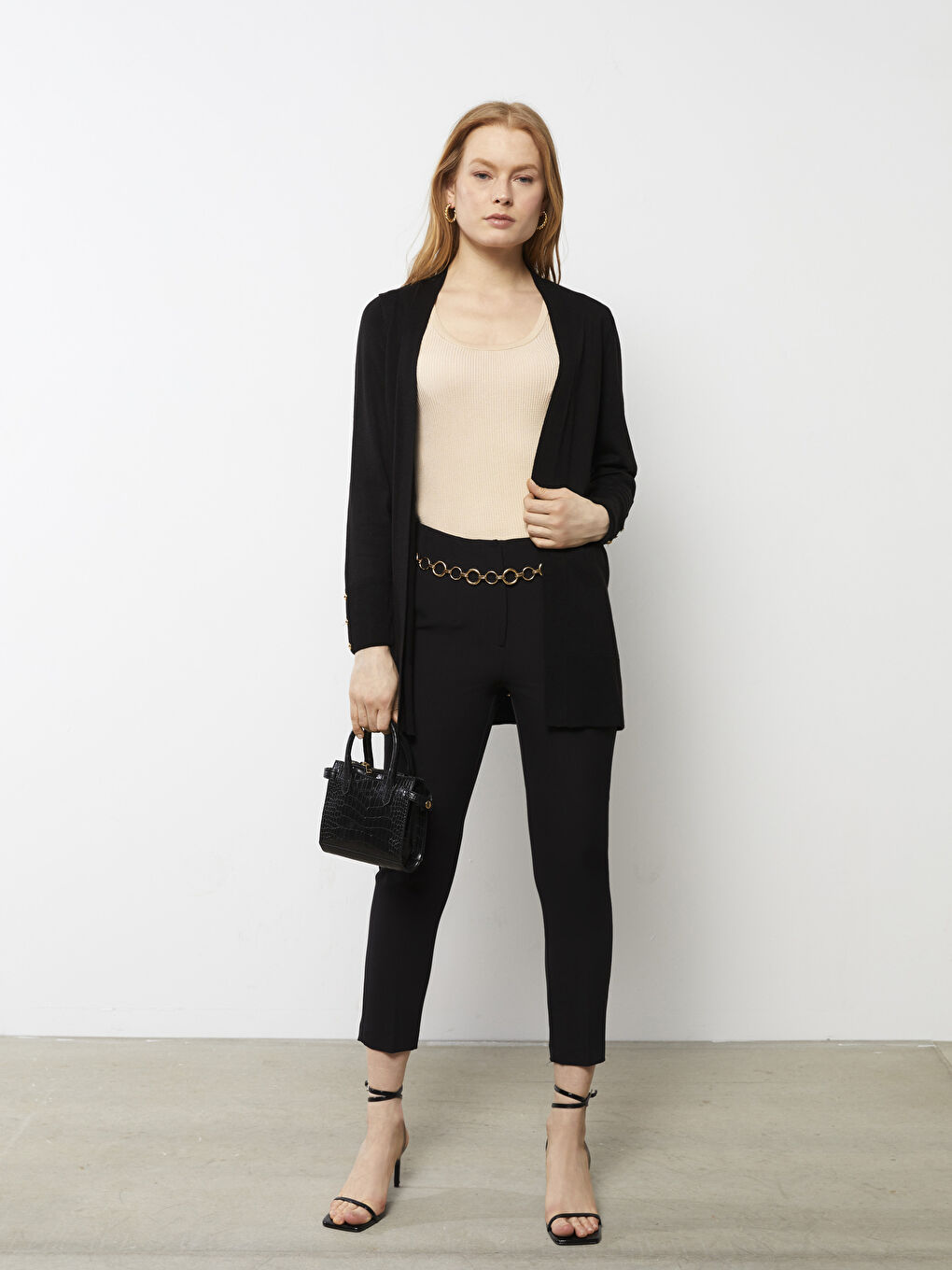 Shawl Collar Plain Long Sleeve Women's Knitwear Cardigan-3