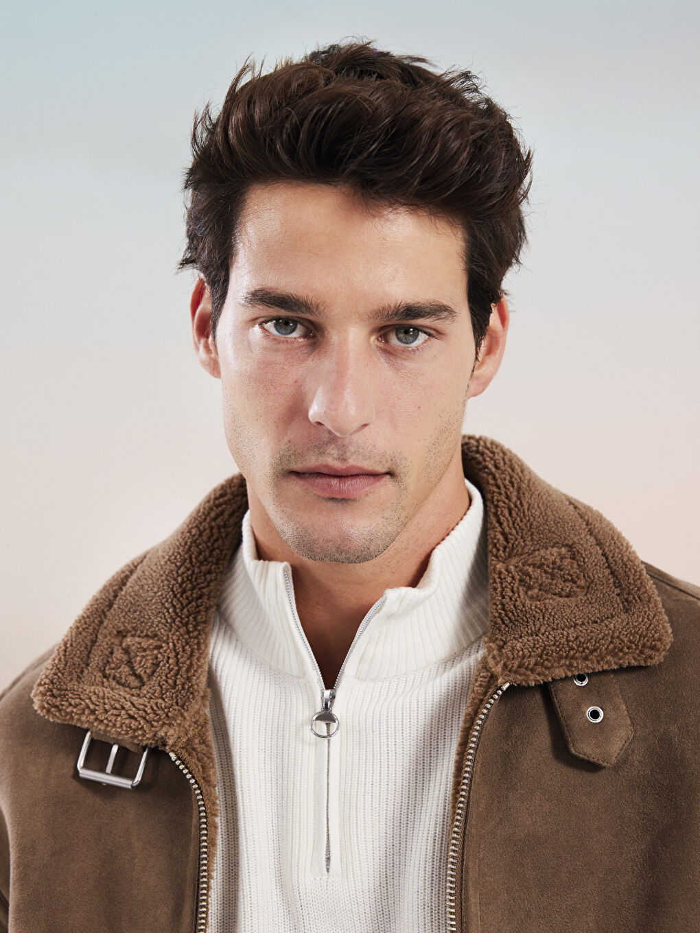 Kahverengi Slim Fit Gömlek Yaka Erkek Süet Mont-1