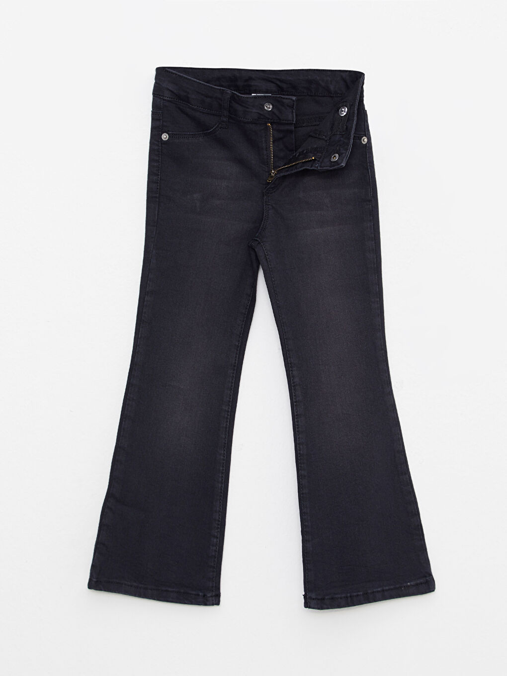 Siyah Basic İspanyol Paça Kız Çocuk Jean Pantolon-1