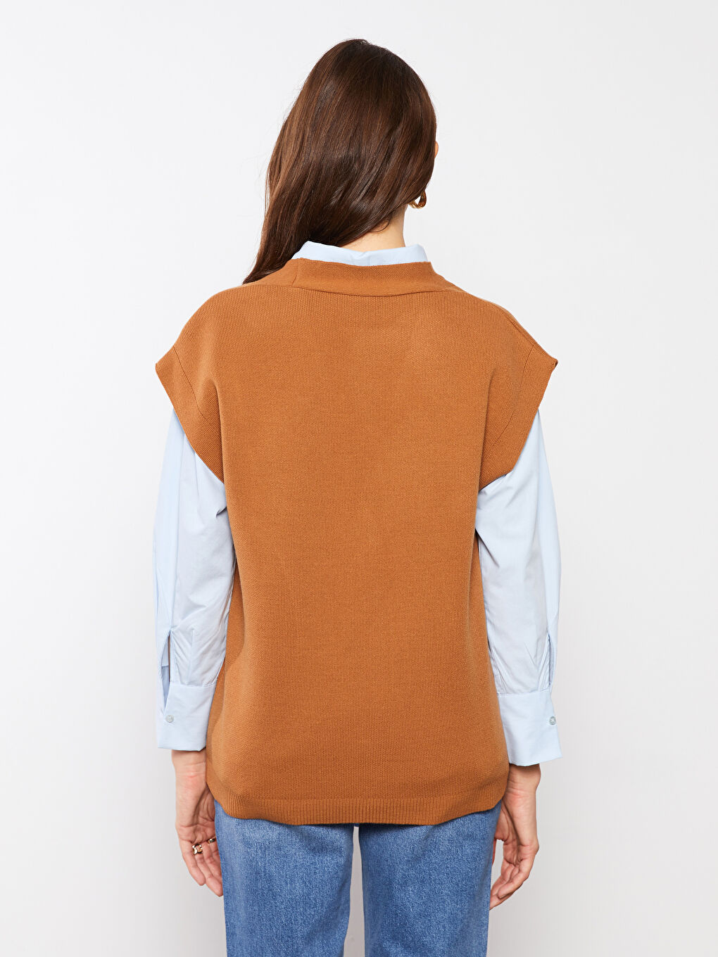 Vestă Tricotată pentru Femei cu Decolteu în V-5