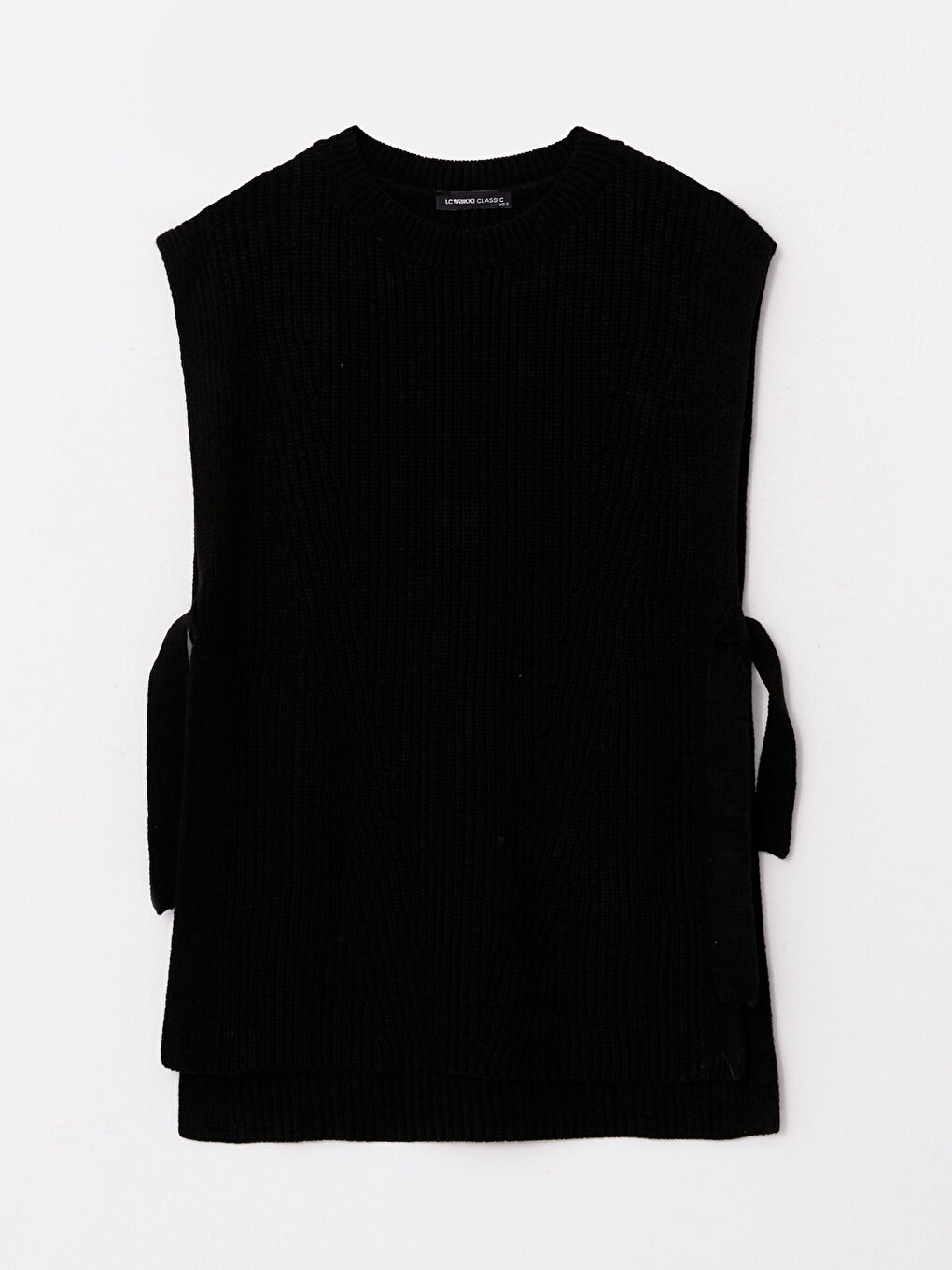 Siyah Bisiklet Yaka Kendinden Desenli Kadın Triko Süveter-5