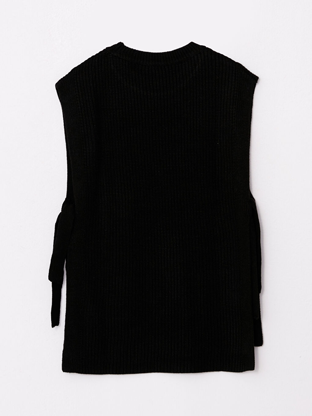 Siyah Bisiklet Yaka Kendinden Desenli Kadın Triko Süveter-6