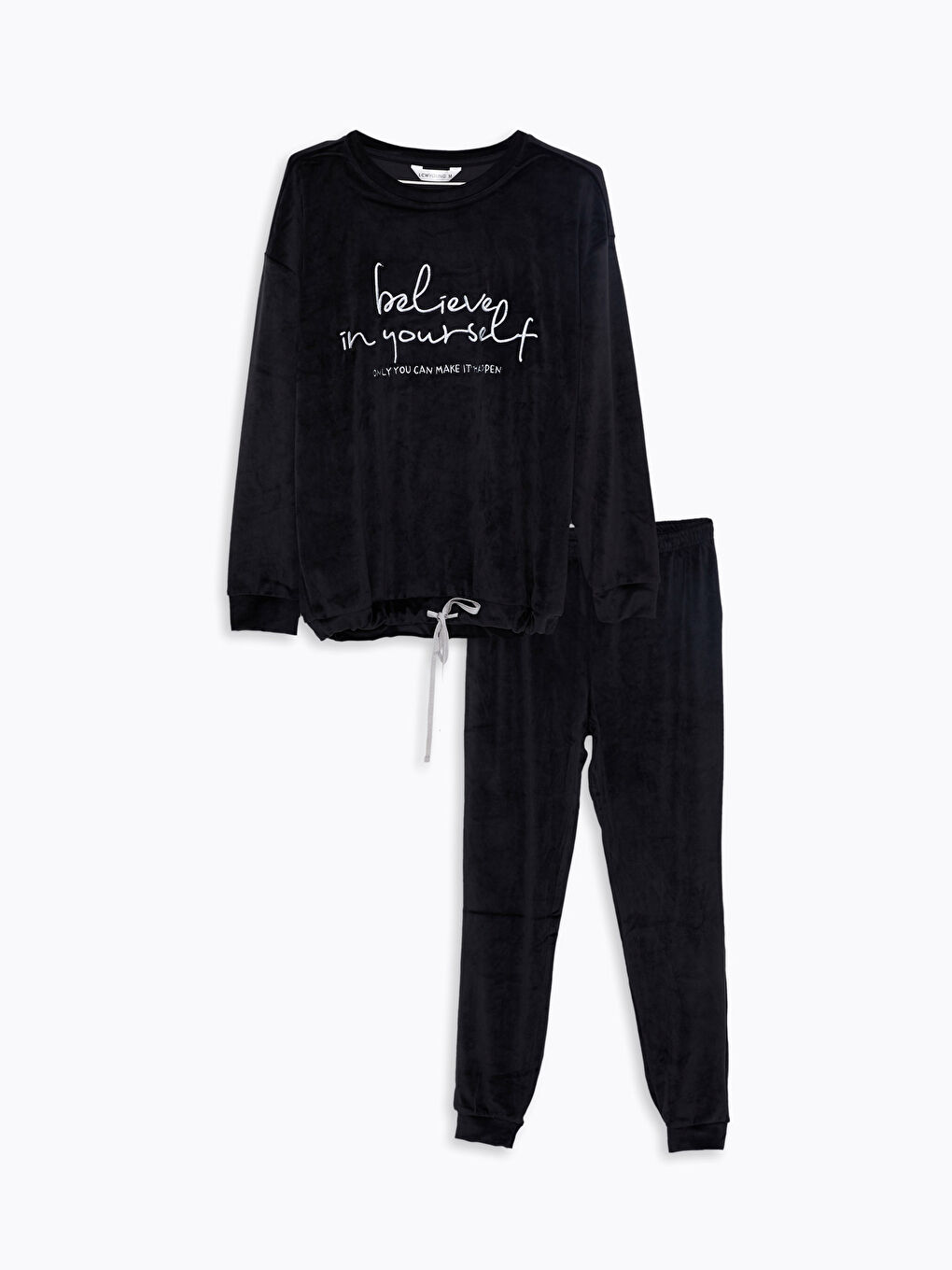 LCW Young Rundhalsausschnitt Bedrucktes Langarm Samt Pyjama-Set für Damen -W20404Z8-CVL
