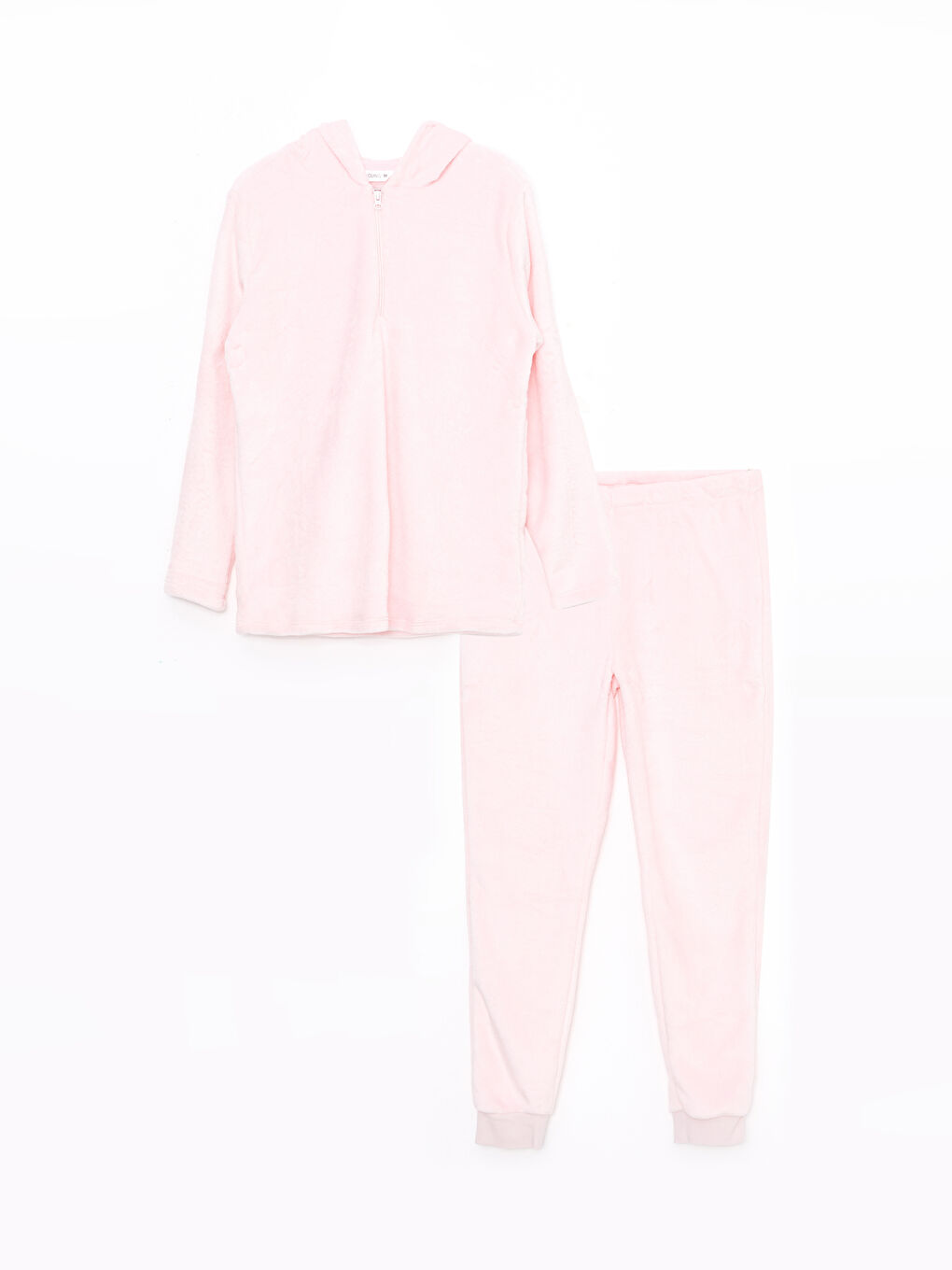 Hooded Plain Long Sleeve Plush Women's Pajamas Set-5