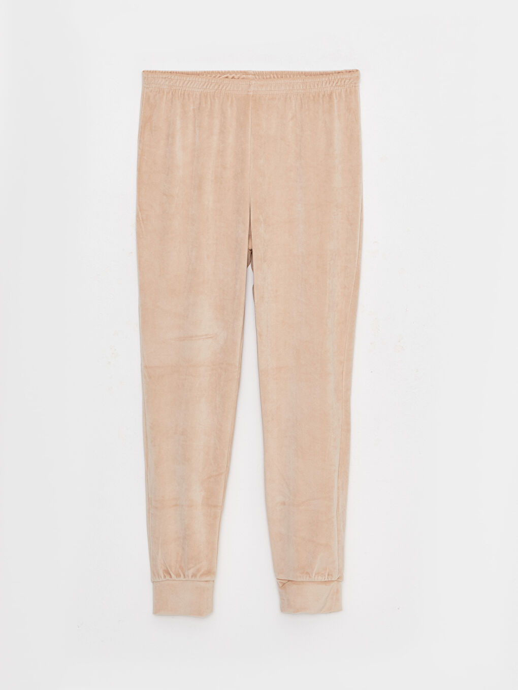 LCW Young Dik Yaka Düz Uzun Kollu Kadife Kadın Pijama Takımı -W20411Z8-G5N