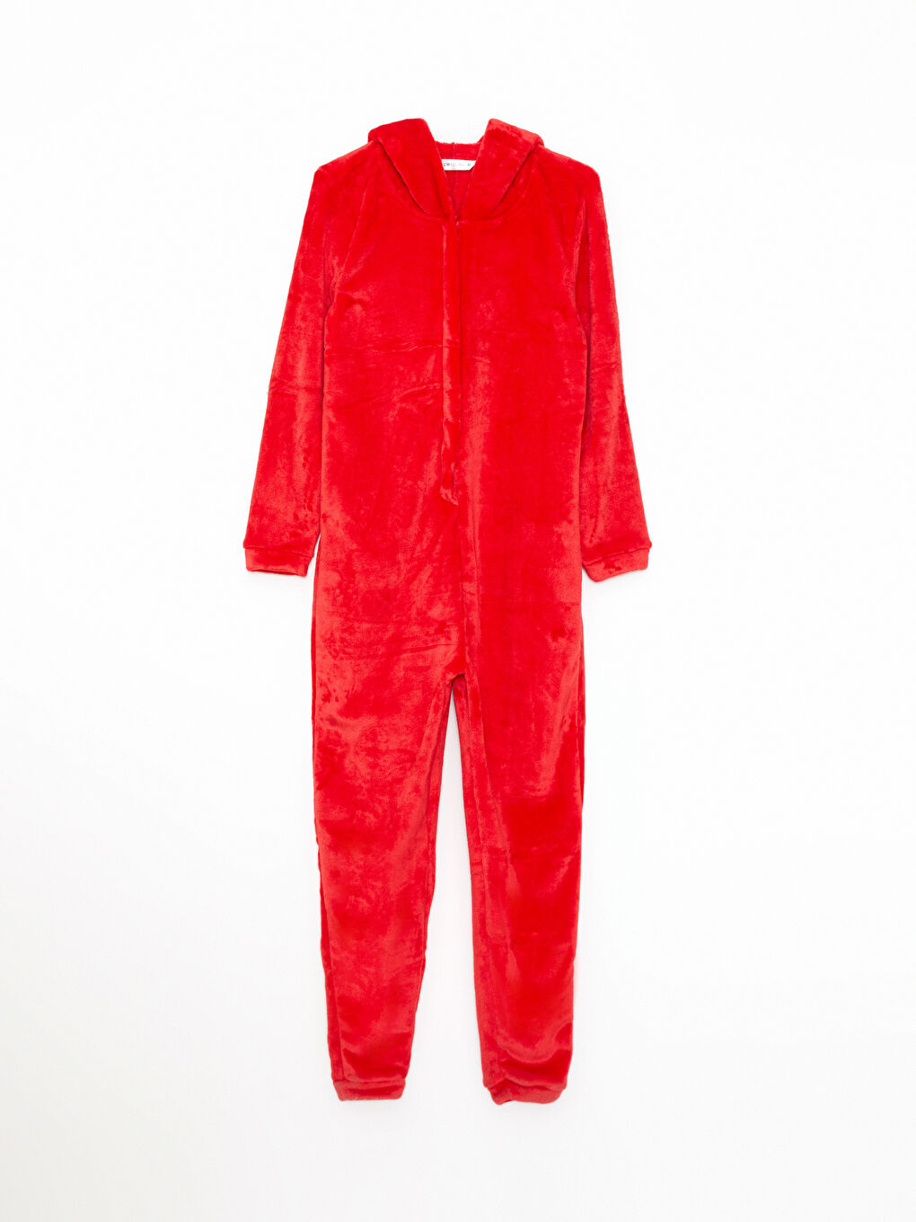 Kırmızı Kapüşonlu Yılbaşı Temalı Uzun Kollu Pelüş Kadın Uyku Tulumu-6