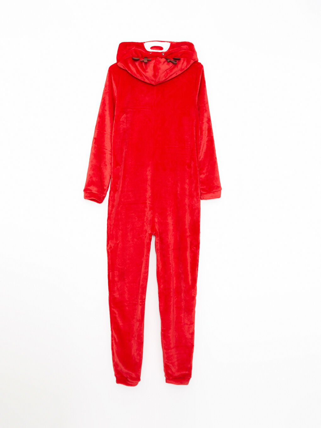 Kırmızı Kapüşonlu Yılbaşı Temalı Uzun Kollu Pelüş Kadın Uyku Tulumu-7
