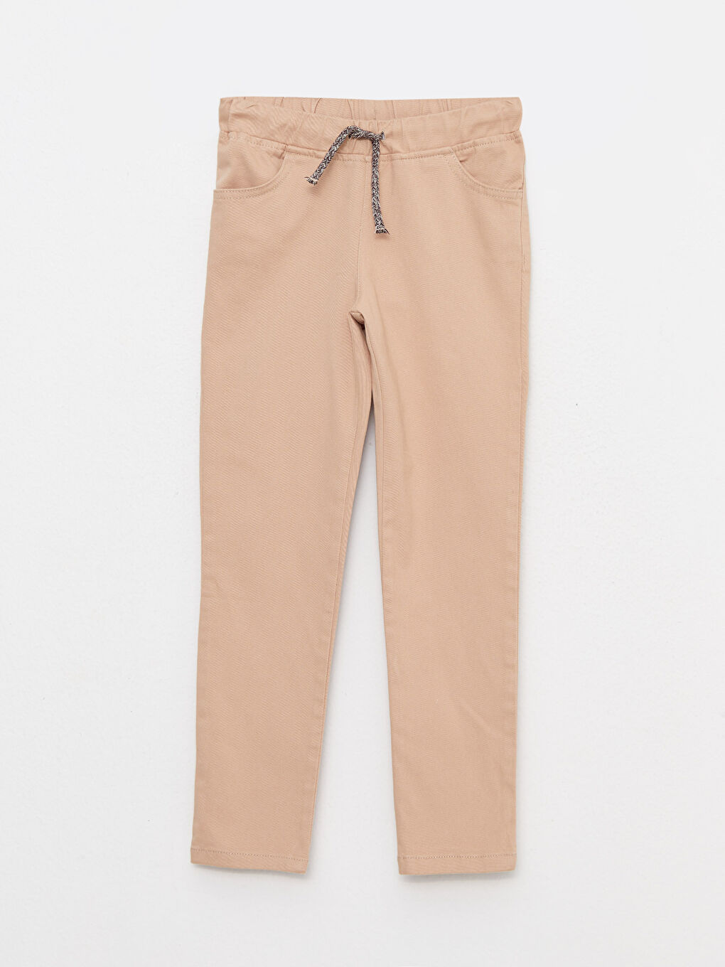 Bej Beli Lastikli Basic Gabardin Kız Çocuk Pantolon