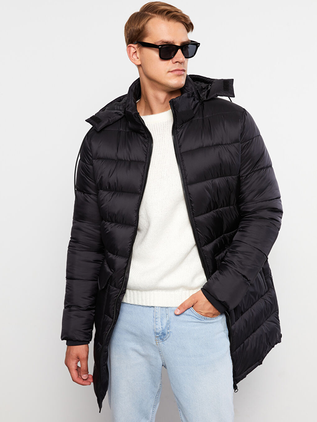 Regular Fit Steppmantel für Herren mit Kapuze-1