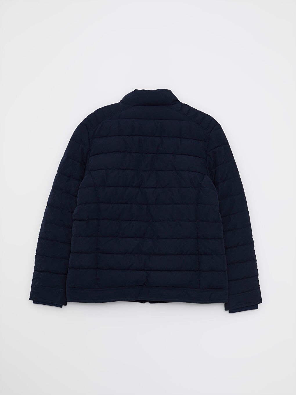 Lacivert Standart Kalıp Dik Yaka Süet Erkek Şişme Mont-6