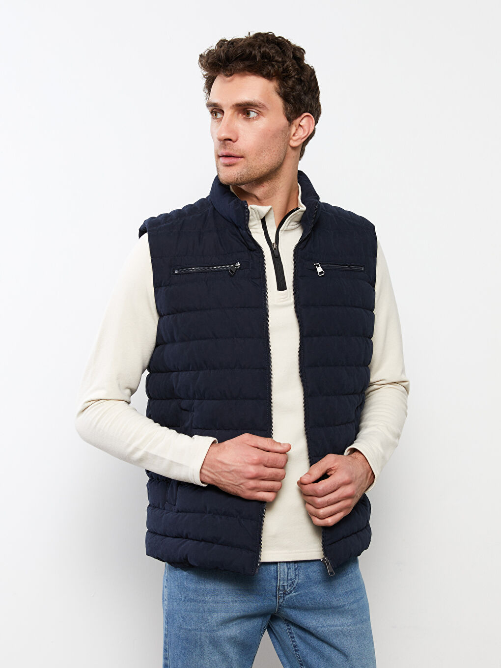 LCWAIKIKI Classic Regular Fit Funnel Neck Suede Men's Waistcoat -W20444Z8-RFD