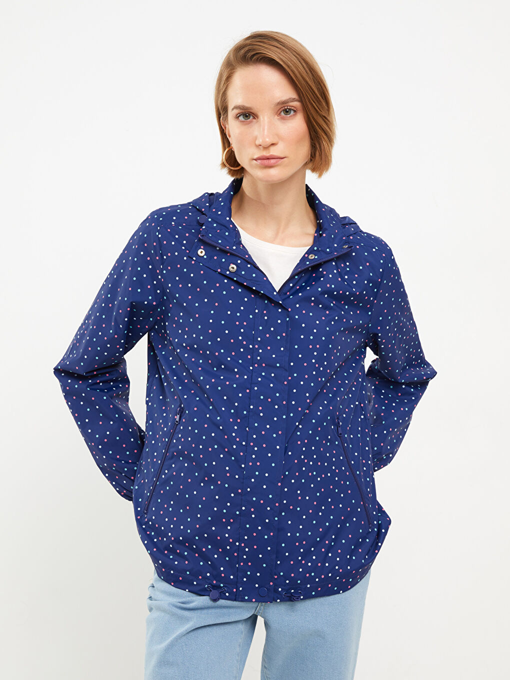 Hooded Patterned Long Sleeve Women's Raincoat-2