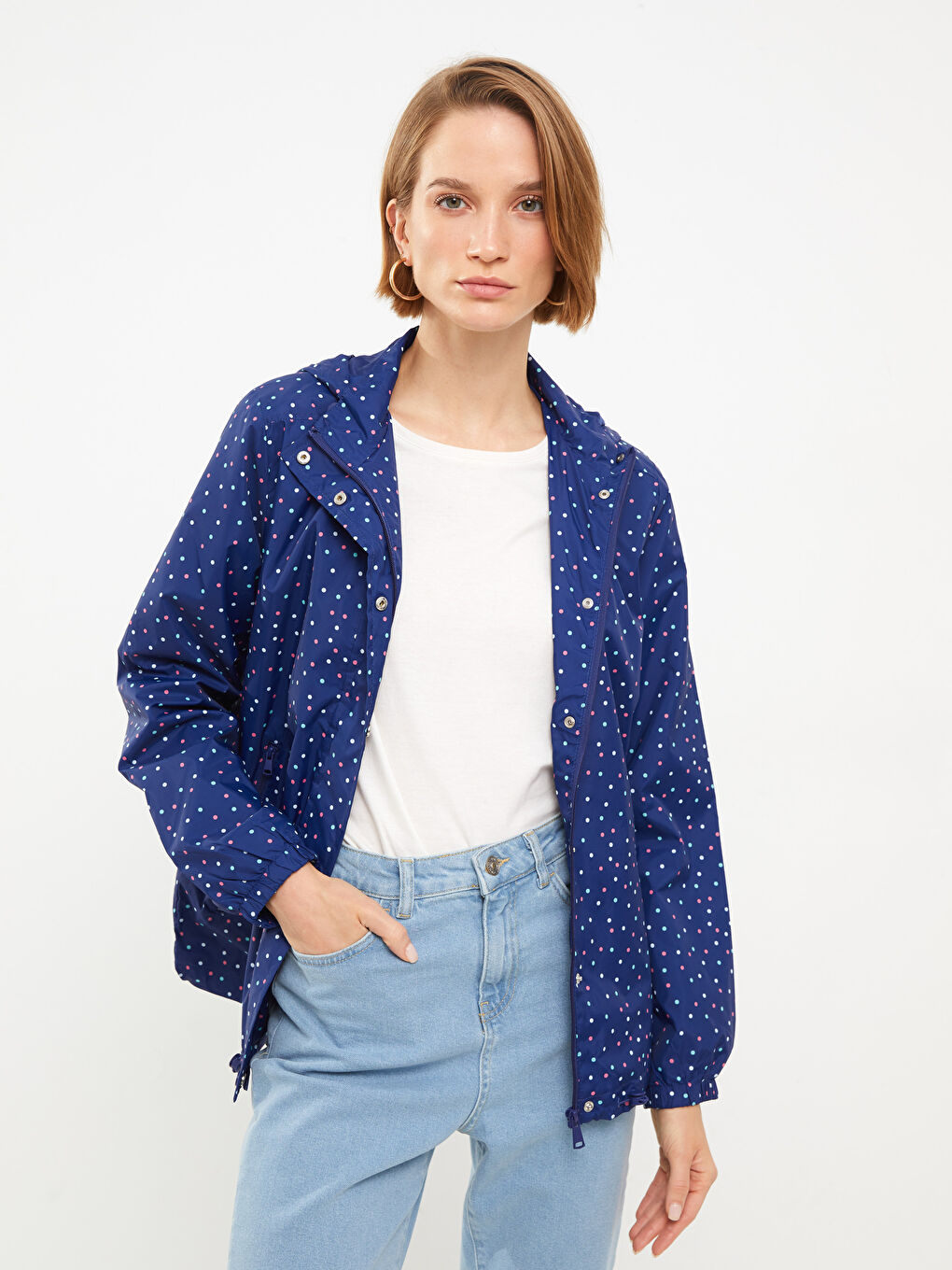 Hooded Patterned Long Sleeve Women's Raincoat-3