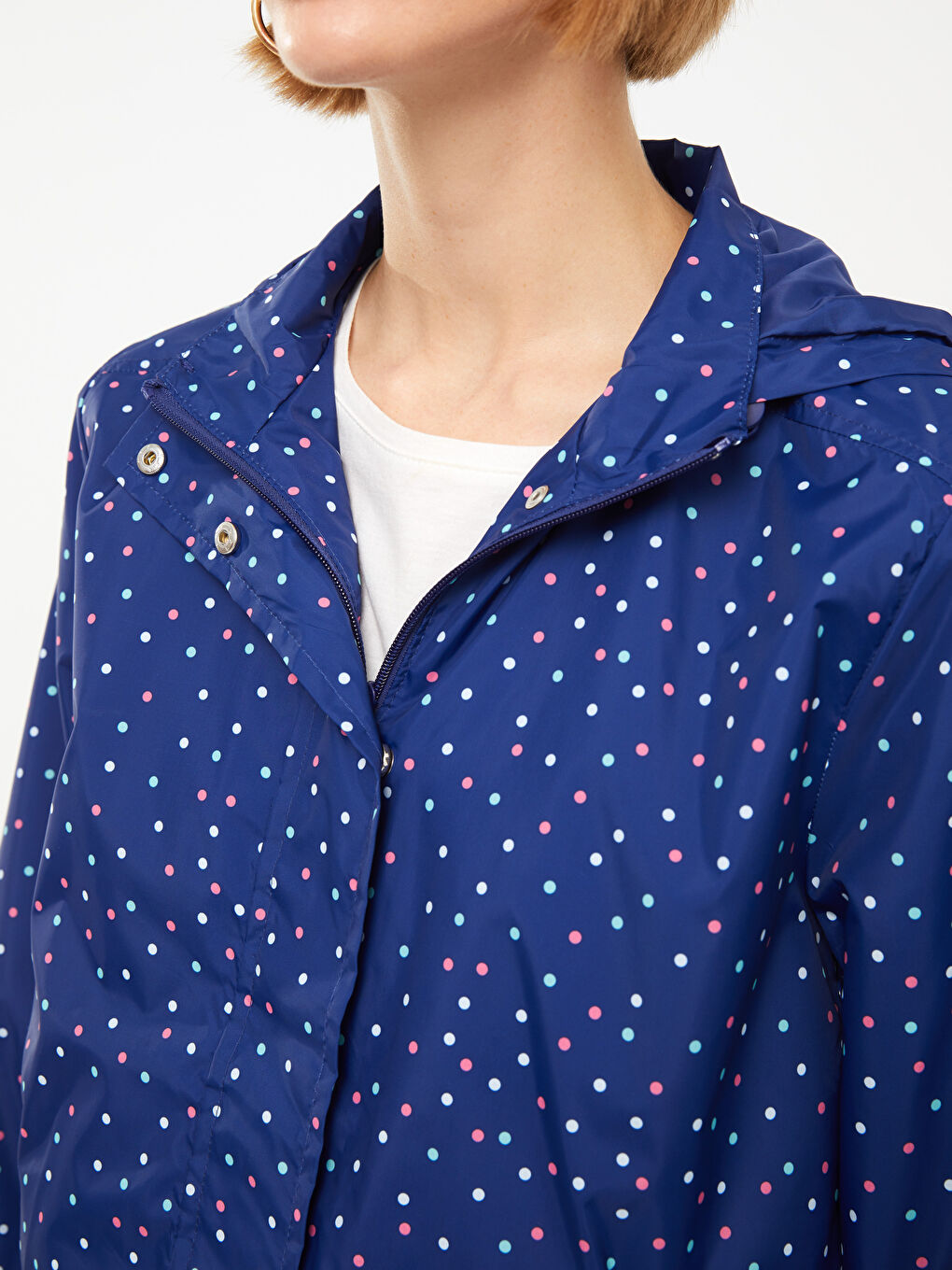 Hooded Patterned Long Sleeve Women's Raincoat-4