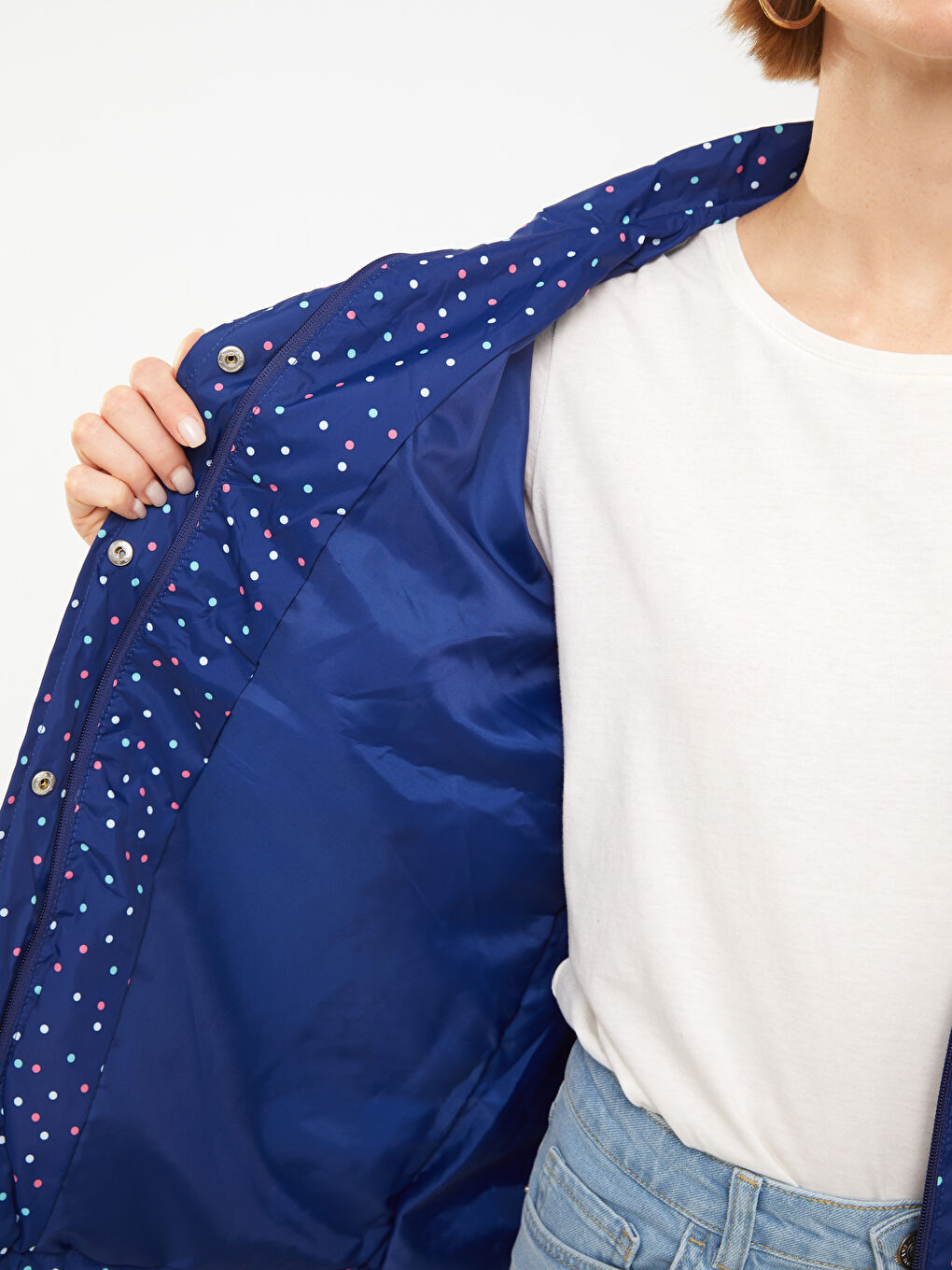 Hooded Patterned Long Sleeve Women's Raincoat-5