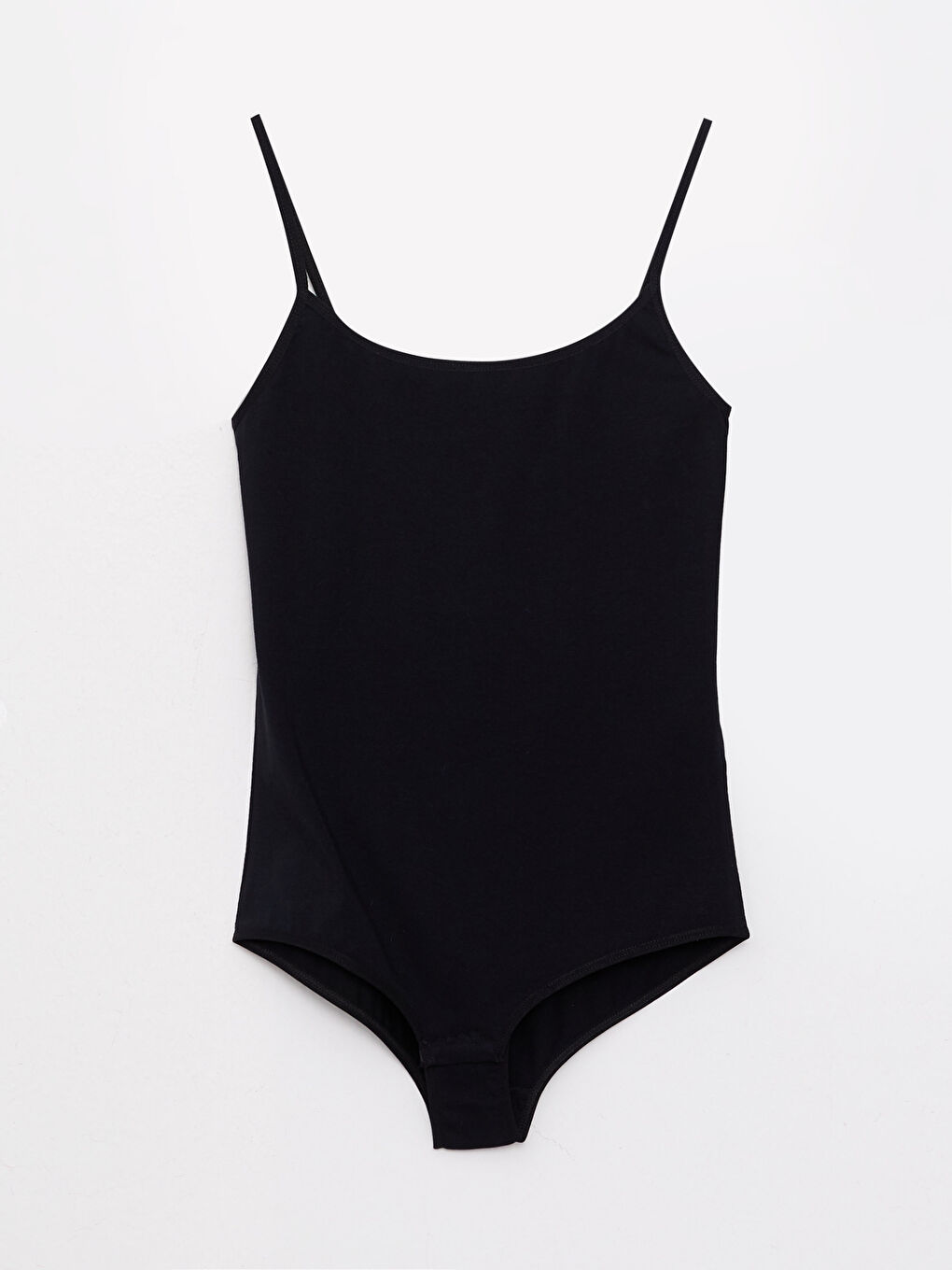 Siyah U Yaka Düz Askılı Kadın Çıtçıtlı Body-1