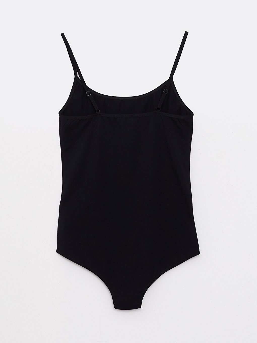 Siyah U Yaka Düz Askılı Kadın Çıtçıtlı Body-2