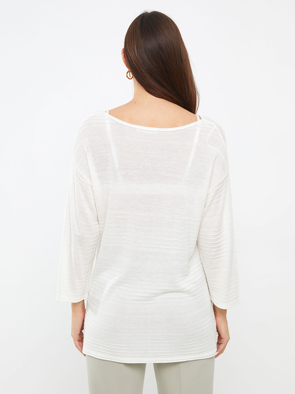 LCWAIKIKI Basic Schulterfreier Ausschnitt Schlicht Langarm Strickpullover für Damen -W20505Z8-R9J