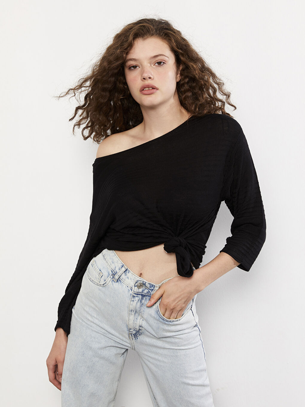 Slash Neck Plain Long Sleeve Women's Knitwear Sweater -W20505Z8-CVL