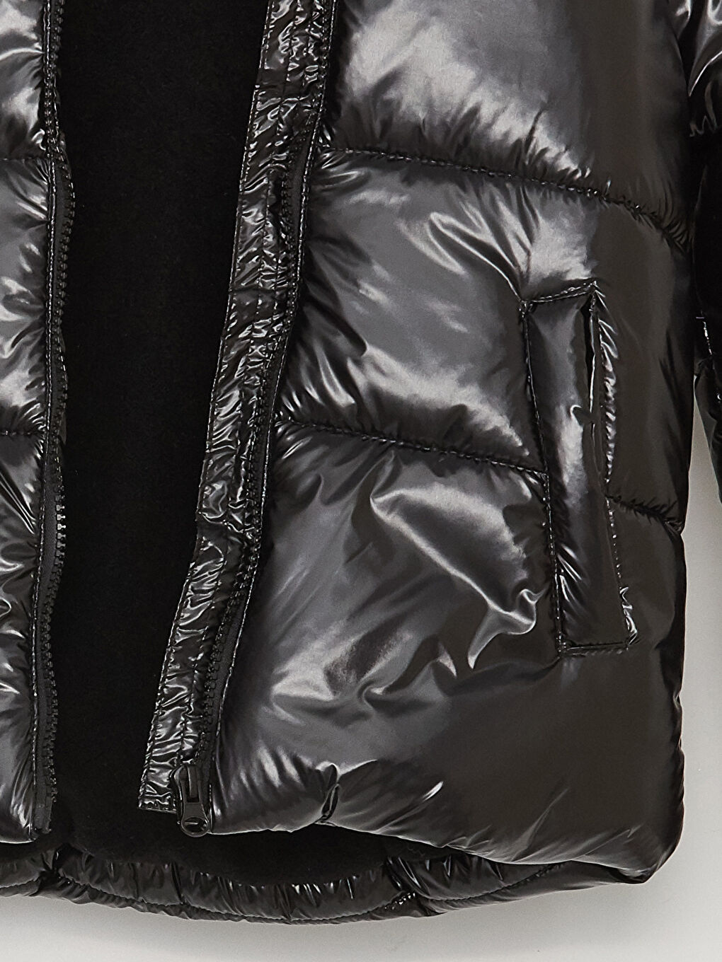 Siyah Kapüşonlu Basic Kız Çocuk Şişme Mont-2